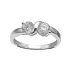 Primrose Sterling Silver Cubic Zirconia 2-stone Ring, Women's, Size: 7, Grey