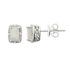 Sterling Silver Opal & Diamond Accent Rectangle Halo Stud Earrings, Women's, White