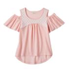 Girls 7-16 My Michelle Crochet Lace Patterned Cold Shoulder Top, Girl's, Size: Large, Light Pink