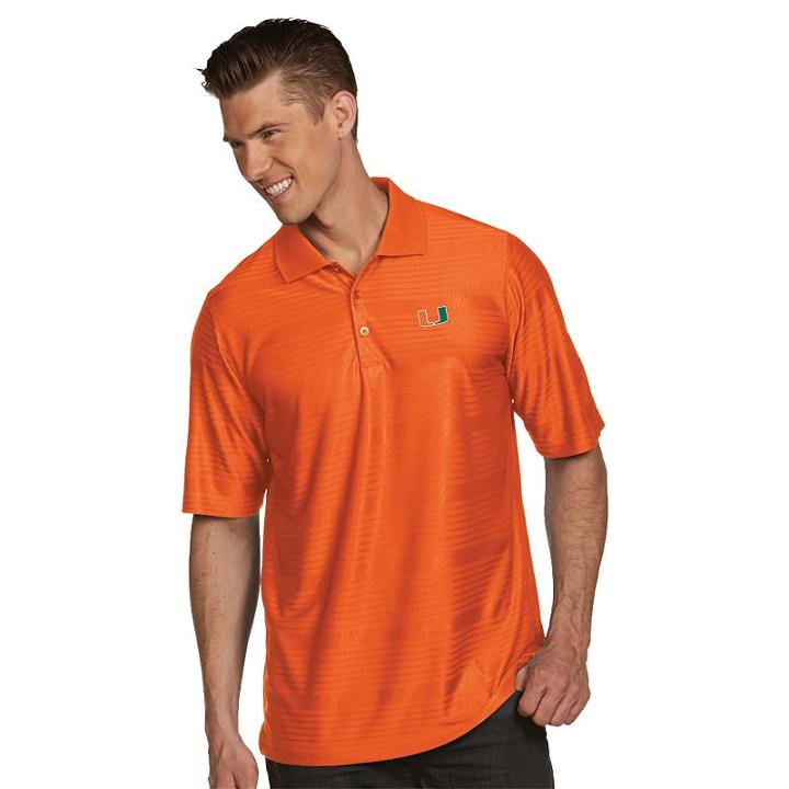 Men's Antigua Miami Hurricanes Illusion Desert Dry Extra-lite Performance Polo, Size: Large, Orange Oth