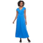 Petite Dana Buchman Shirred Crepe Maxi Dress, Women's, Size: Xl Petite, Med Blue
