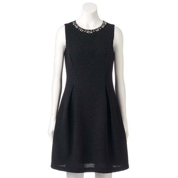 Women's Jessica Howard Black Glitter A-line Dress, Size: 6