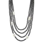 Freshwater Cultured Pearl & Hematite Multi Strand Necklace, Women's, Size: 22, Black