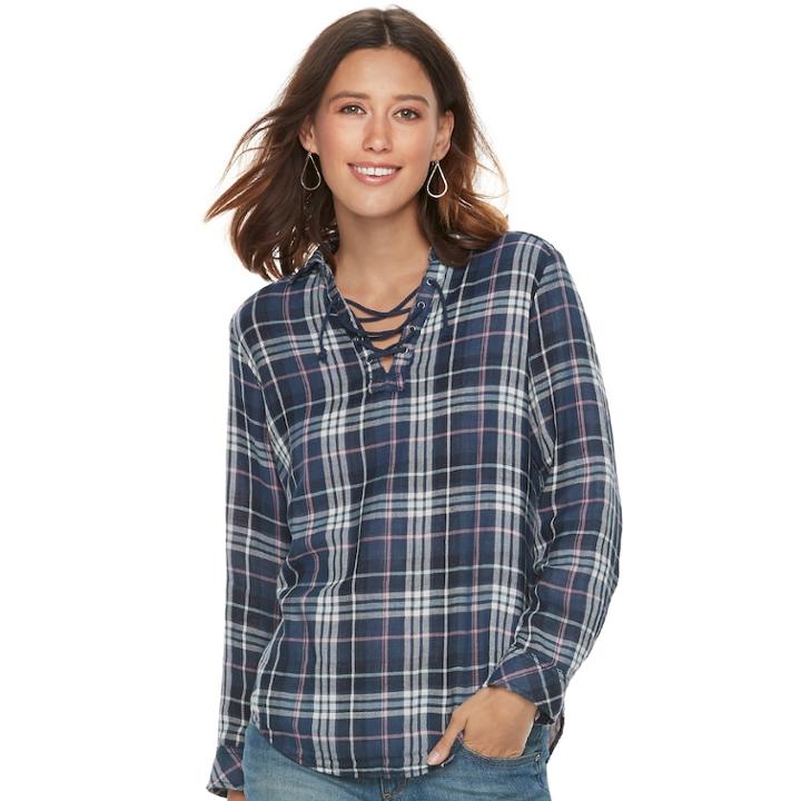 Women's Sonoma Goods For Life&trade; Lace-up Shirt, Size: Xs, Blue