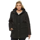 Plus Size Apt. 9&reg; Hooded Quilted Wool Blend Anorak Jacket, Women's, Size: 2xl, Grey (charcoal)
