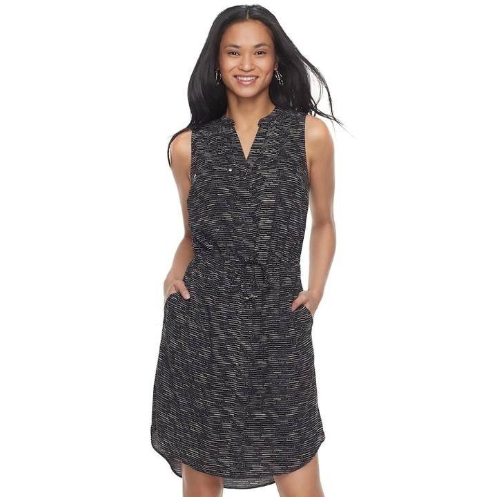 Women's Apt. 9&reg; Drawstring Shirtdress, Size: Medium, Black
