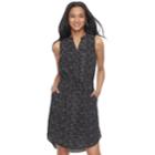 Women's Apt. 9&reg; Drawstring Shirtdress, Size: Medium, Black
