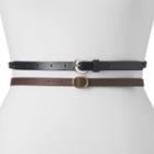 Women's Sonoma Goods For Life&trade; 2-pc. Skinny Belt Set - Black, Brown, Size: Medium, Green Oth