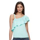 Women's Jennifer Lopez One-shoulder Ruffle Top, Size: Xs, Lt Green