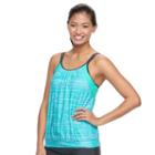 Women's Free Country 2-in-1 Blouson Tankini Top, Size: Large, Green Oth