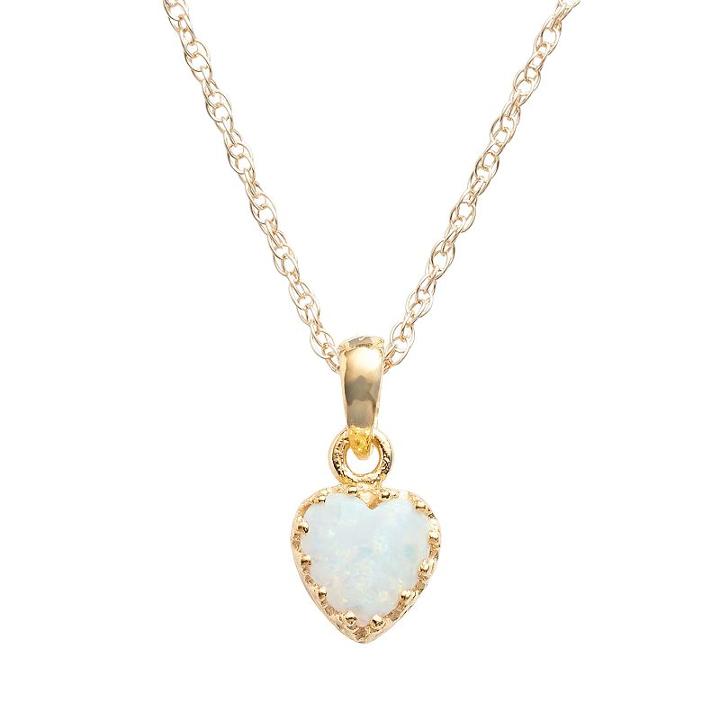 Tiara 14k Gold Over Silver Lab-created Opal Heart Crown Pendant, Women's, Size: 18, White
