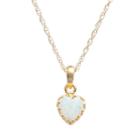 Tiara 14k Gold Over Silver Lab-created Opal Heart Crown Pendant, Women's, Size: 18, White