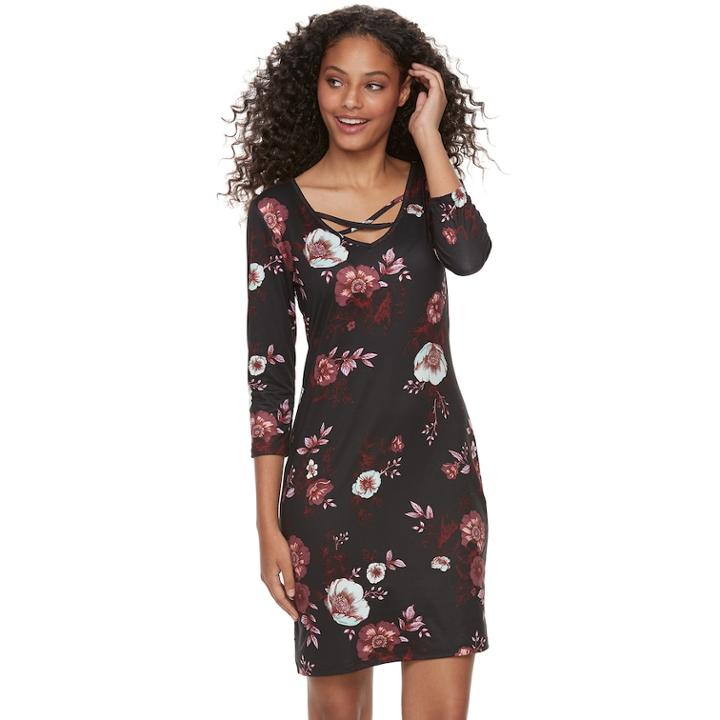 Juniors' Mudd&reg; Cross Front Bodycon Dress, Teens, Size: Large, Oxford
