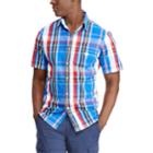 Big & Tall Chaps Classic-fit Checked Easy-care Woven Button-down Shirt, Men's, Size: L Tall, Blue