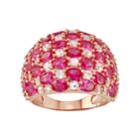 14k Rose Gold Over Silver Lab-created Ruby & Lab-created White Sapphire Dome Ring, Women's, Size: 6, Red