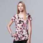 Women's Simply Vera Vera Wang Crinkle Tee, Size: Small, Dark Red
