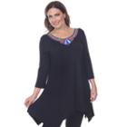 Plus Size White Mark Beaded Handkerchief-hem Tunic, Women's, Size: 1xl, Black