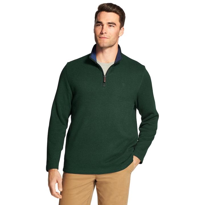 Men's Izod Classic-fit Fleece Quarter-zip Pullover, Size: Xxl, Brt Green