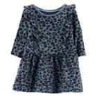 Baby Girl Carter's Print Ruffled Dress, Size: 6 Months, Blue Cheetah