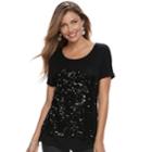 Women's Apt. 9&reg; Embellished Tee, Size: Small, Black