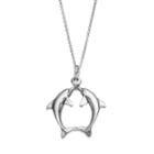 Journee Collection Sterling Silver Dolphin Pendant Necklace, Women's, Size: 18, Multicolor
