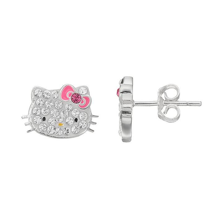 Hello Kitty&reg; Kid's Crystal Stud Earrings, Pink