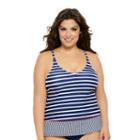 Juniors' Plus Size Costa Del Sol Striped Tankini Top, Size: 0x, Dark Blue