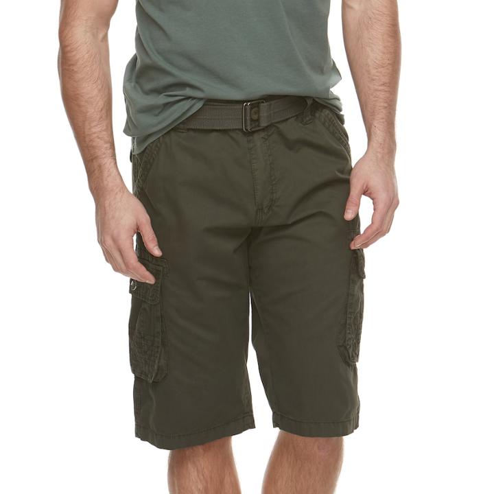 Men's Rawx Regular-fit Belted Cargo Shorts, Size: 38, Grey (charcoal)