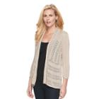 Women's Dana Buchman Open-front Pointelle Cardigan, Size: Xl, Med Beige