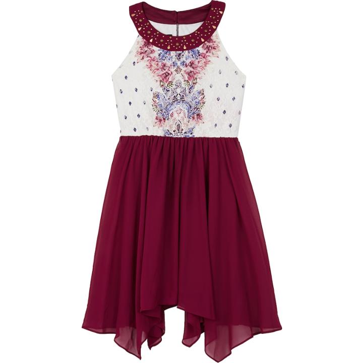 Girls 7-16 Iz Amy Byer Sleeveless Hanky Hem Dress, Size: 7, Purple (plum)