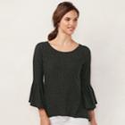 Women's Lc Lauren Conrad Bell Sleeve Split-back Top, Size: Medium, Oxford