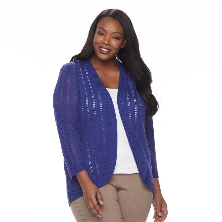 Plus Size Dana Buchman Open Stitch Shrug, Women's, Size: 0x, Purple
