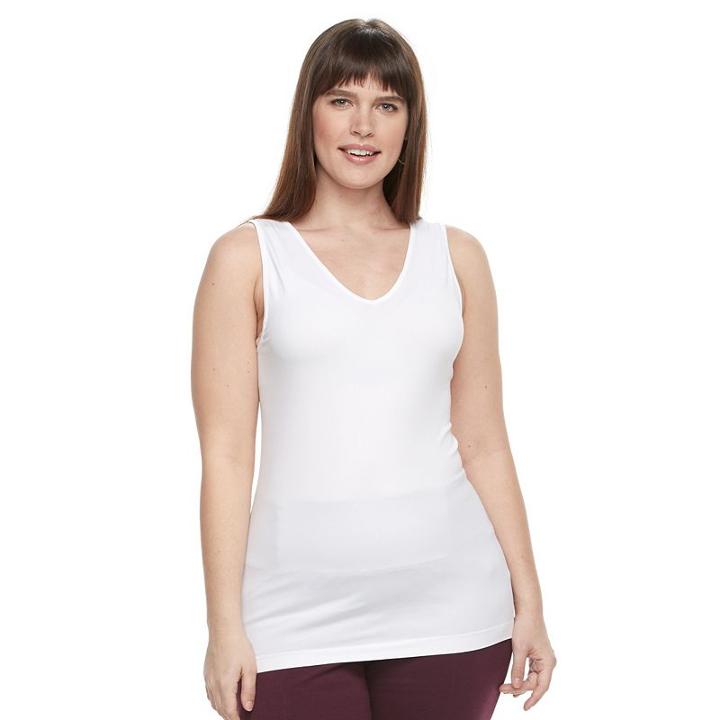 Plus Size Apt. 9&reg; Reversible Seamless Tank, Women's, Size: 3xl, White