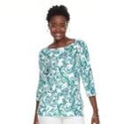 Women's Croft & Barrow&reg; Button-shoulder Boatneck Tee, Size: Xl, Med Blue
