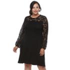 Plus Size Apt. 9&reg; Lace Yoke A-line Dress, Women's, Size: 4xl, Black