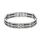 1913 Men's Stainless Steel Cable Bracelet, Size: 8.5, Black