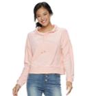 Juniors' So&reg; Velour Crop Hoodie, Teens, Size: Large, Lt Orange