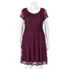 Juniors' Plus Size Wrapper Lace A-line Dress, Girl's, Size: 3xl, Dark Red