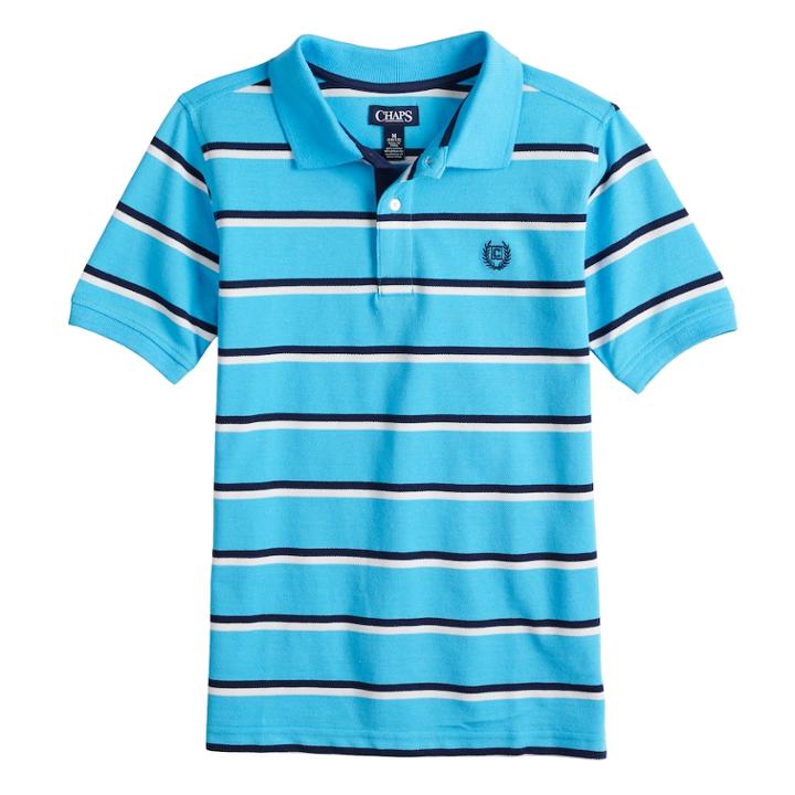 Boys 4-20 Chaps Clark Striped Polo, Size: 18-20, Blue (navy)