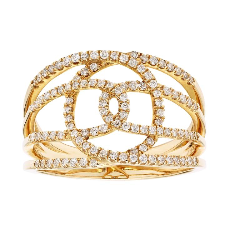 10k Gold 3/8 Carat T.w. Diamond Interlock Ring, Women's, White