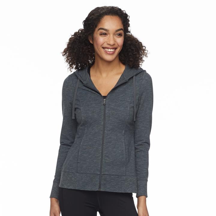 Petite Tek Gear&reg; Dry Tek Zip-front Hoodie, Women's, Size: M Petite, Dark Grey