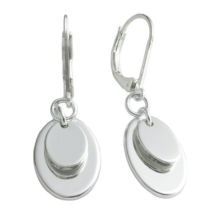 Chaps Silver Tone Drop Earrings, Women's, Grey