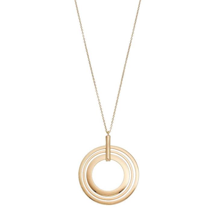 Long Concentric Hoop Pendant Necklace, Women's, Gold