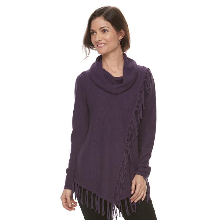 Women's Croft & Barrow&reg; Poncho Sweater, Size: Large, Purple Oth