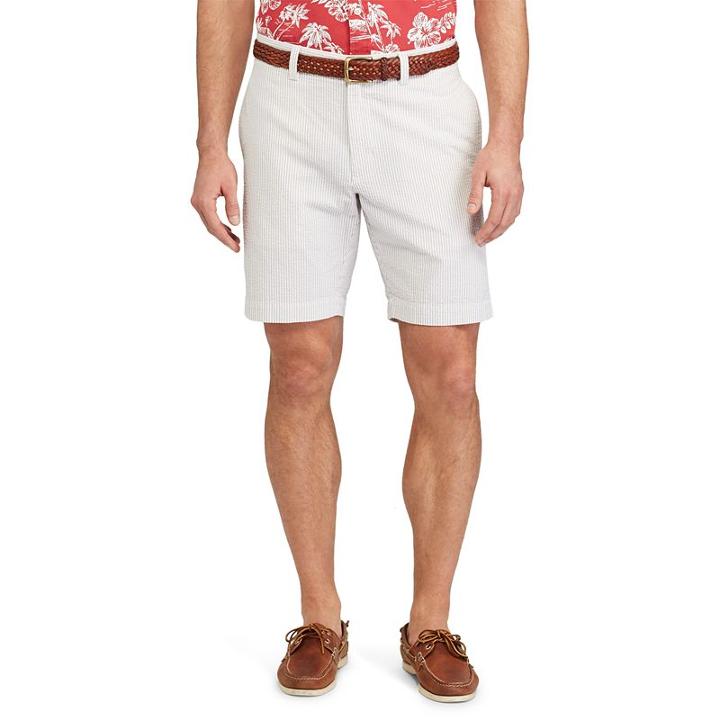 Men's Chaps Straight-fit Seersucker Shorts, Size: 38, Beig/green (beig/khaki)