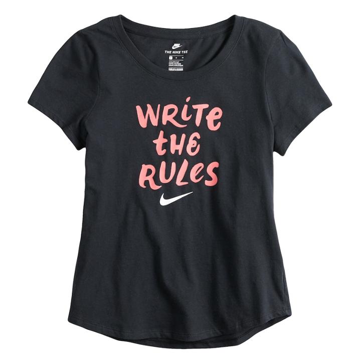 Girls 7-16 Nike Write The Rules Graphic Tee, Size: Small, Grey (charcoal)