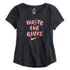 Girls 7-16 Nike Write The Rules Graphic Tee, Size: Small, Grey (charcoal)