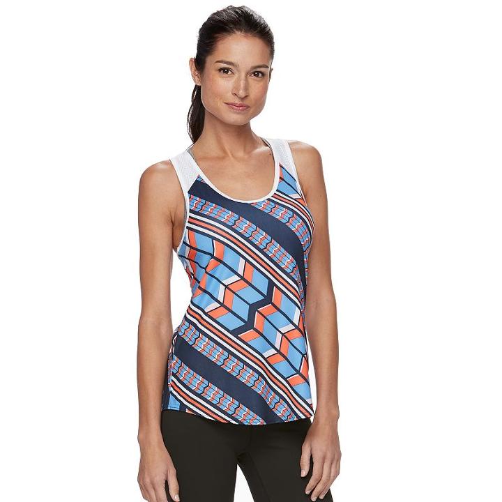 Women's Fila Sport&reg; Chevron Print Mesh Tank Top, Size: Medium, Blue (navy)