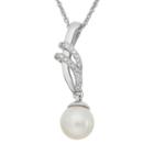 Simply Vera Vera Wang Sterling Silver Freshwater Cultured Pearl And Diamond Accent Pendant, Women's, White