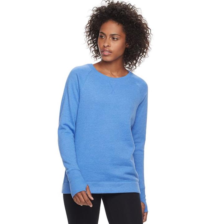 Women's Tek Gear&reg; Raglan Crew Neck Sweatshirt, Size: Small, Med Blue